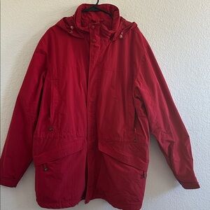 L.L. Bean Men's Vibrant Red Raincoat